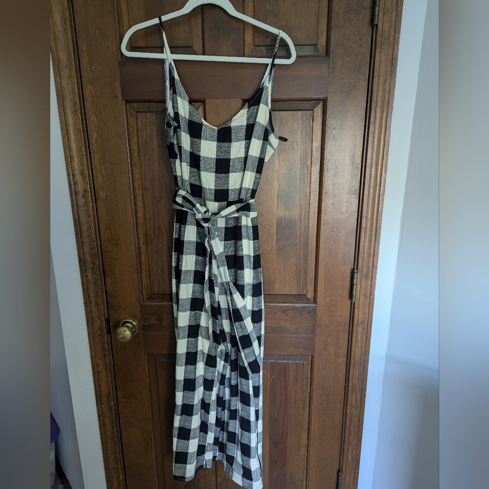 NEW Anthropologie If By Sea Gingham Tie-Waist Jumpsuit Size Small